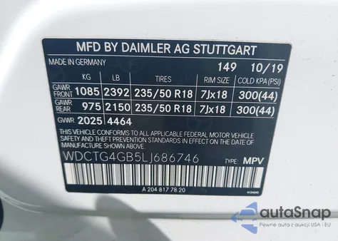 2020 Mercedes-Benz Gla 250 4Matic z USA, uszkodzony, nr VIN WDCTG4GB5LJ686746